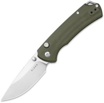 Kizer T1 BD Button Lock Pocket Knife Green Micarta - KIV34902BA1
