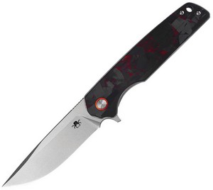 KKNJ354RD Klaken Warpath Linerlock Pocket Knife Black Red Carbon Fiber