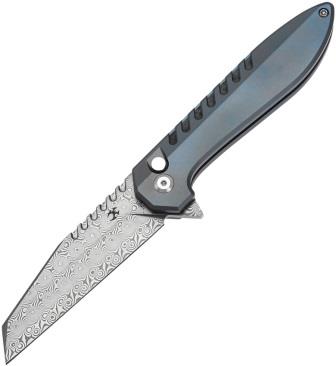 KT1093F1 Kansept Kosame Button Lock Pocket Knife Damascus