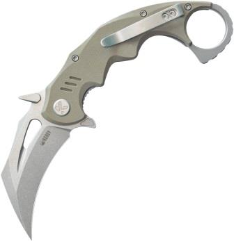 Kubey Miniature Wrath Karambit Linerlock Pocket Knife Tan - KUB262C