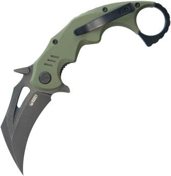 Kubey Miniature Wrath Karambit Linerlock Pocket Knife Black OD Green - KUB262F
