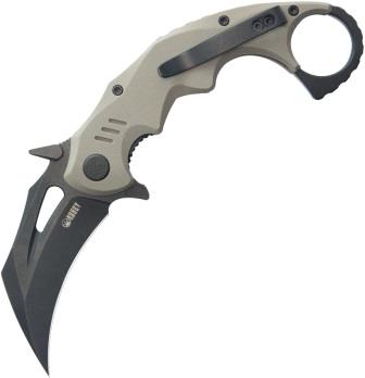 Kubey Miniature Wrath Karambit Linerlock Pocket Knife Black Tan - KUB262G