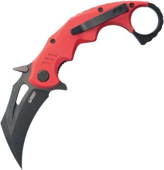 Kubey Miniature Wrath Karambit Linerlock Pocket Knife Black Red - KUB262H