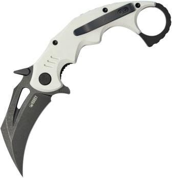 Kubey Miniature Wrath Karambit Linerlock Pocket Knife Black White - KUB262I