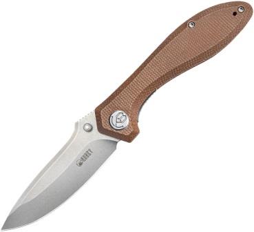 Kubey Ruckus Linerlock Pocket Knife Tan Micarta - KUB314M