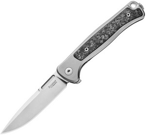 LionSTEEL Emmet Framelock Pocket Knife Titanium Stonewash Carbon Fiber - LSTEM01GY