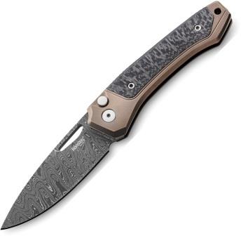 LSTTWDBR LionSTEEL Twain Button Lock Pocket Knife Damascus