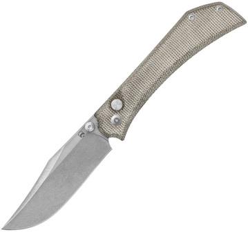 MER9AMNGCC Mercury Amon Button Lock Pocket Knife Green Micarta