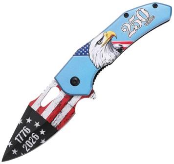 MTech Linerlock Pocket Knife Spring Assisted Opening 250th Blue - MTA2066BL250