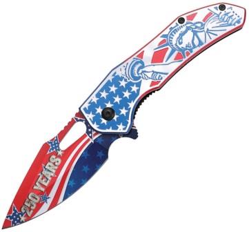 MTech Linerlock Pocket Knife Spring Assisted Opening 250th Liberty - MTA2066RD250