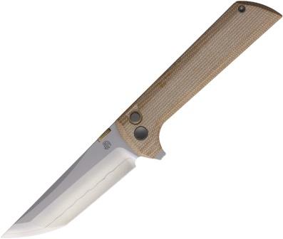 NMB2406YLMCT North Mountain Blade Chop 2 Button Lock Pocket Knife Micarta Tan