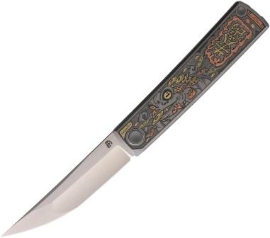 NMBKKNGLDTD North Mountain Blade Kaiken Linerlock Pocket Knife Golden Toad