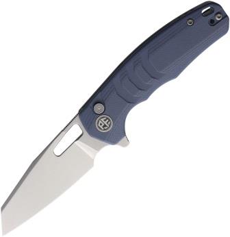 PKFE17BW Petrified Fish Trilobite Button Lock Pocket Knife Blue