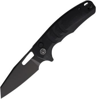 PKFE17DDW Petrified Fish Trilobite Button Lock Pocket Knife Black