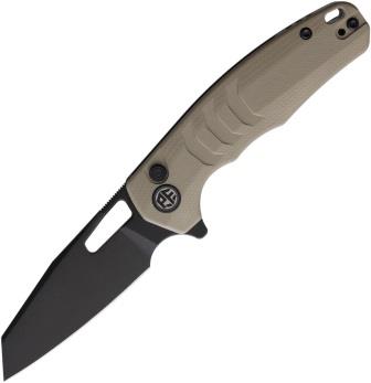 PKFE17KDW Petrified Fish Trilobite Button Lock Pocket Knife Khaki