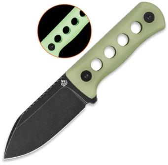 QS141K2 QSP Canary Fixed Blade Neck Knife Black Stonewash Glow in the Dark