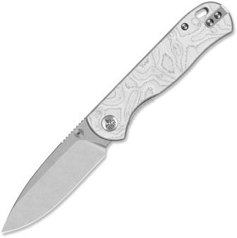 QSP Ferret Linerlock Pocket Knife Stonewash Aluminum Foil - QS170D1