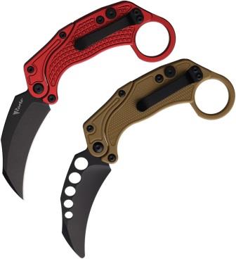 Reate EXO-K Button Lock Pocket Knife Red Black PV - REA120