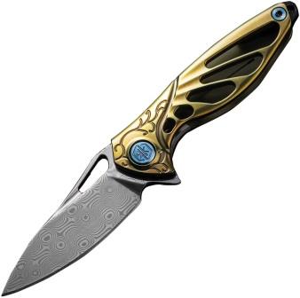 RKMINIGOLD Rike Knife Hummingbird Framelock Pocket Knife Gold