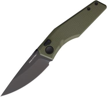 Real Steel Spectrum Button Lock Pocket Knife OD Green G10 - RS7142GB