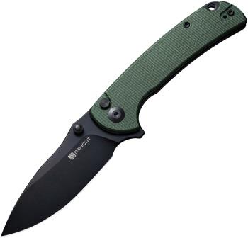 S230323 SENCUT Pulsewave Button Lock Pocket Knife Green Micarta