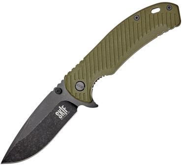 SKF420SEBG SKIF Knives Sturdy Framelock Pocket Knife Black Stonewash Olive