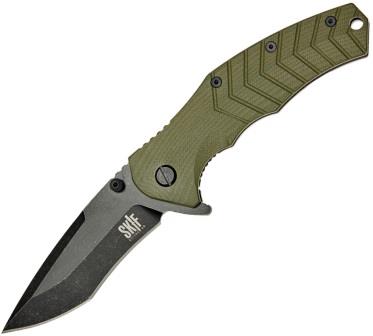 SKF422SEBG SKIF Knives Griffin Framelock Pocket Knife Black Stonewash Olive