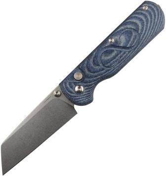 STR8RXDC Straight Line Rox Button Lock Pocket Knife Denim Micarta