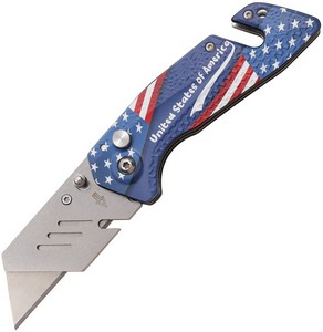 STT202504 S-TEC Utility Button Lock Pocket Knife Flag
