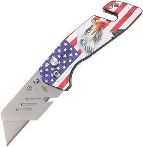 STT202505 S-TEC Utility Button Lock Pocket Knife Flag Eagle