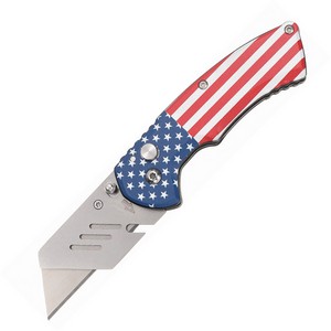 STT202511 S-TEC Utility Button Lock Pocket Knife Flag