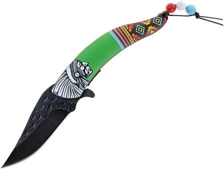 STT27026GN S-TEC Chief Linerlock Pocket Knife Spring Assisted Green