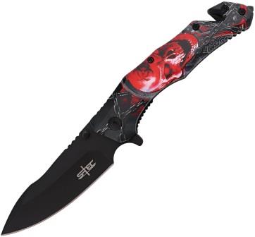 STT2712132 S-TEC Rescue Linerlock Pocket Knife Spring Assisted Red