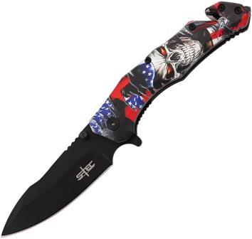 STT2712133 S-TEC Rescue Linerlock Pocket Knife A/O Flag