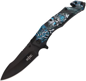 STT2712134 S-TEC Rescue Linerlock Pocket Knife Spring Assisted Blue
