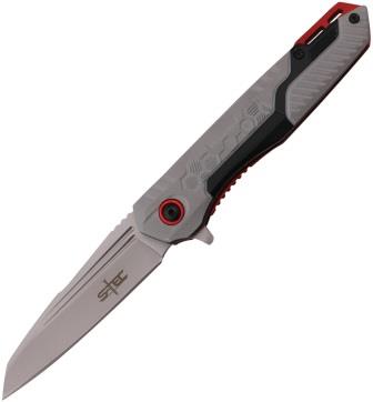 STT271278 S-TEC Linerlock Pocket Knife Spring Assisted Gray/Red