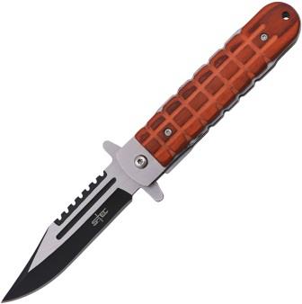 STT271282 S-TEC Linerlock Pocket Knife Spring Assisted Brown Wood
