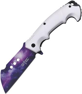 STT271383COL S-TEC Cleaver Linerlock Pocket Knife A/O Purple