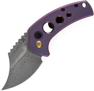 T2144F6 Kansept Wasp Button Lock Pocket Knife Purple Titanium