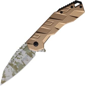 TF1049TN Tac Force Linerlock Pocket Knife Digital Camo Spring Assisted Tan