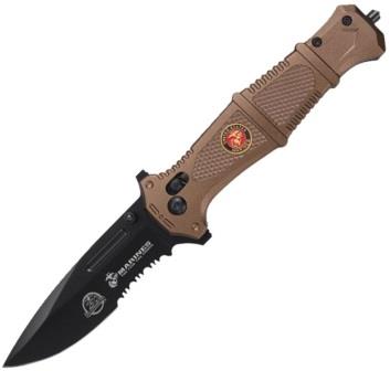 USM3010TN USMC Rapid Lock Pocket Knife Tan