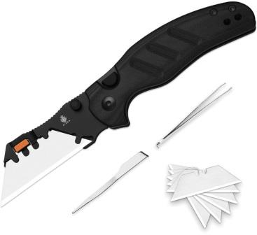 V348829JNA3 Kizer C01C Uti 2 Button Lock Pocket Knife Black