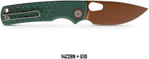 VOSA2623 Vosteed Porcupine Top Linerlock Pocket Knife Green