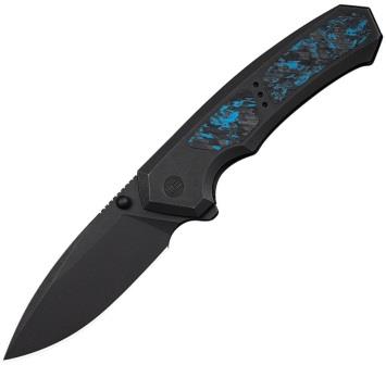 WE240881 We Knife Co Ltd Corwyn Framelock Pocket Knife Black Blue Carbon Fiber