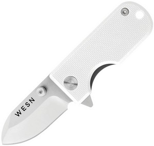 WESN0153 Wesn Goods Microblade Framelock Pocket Knife White Titanium