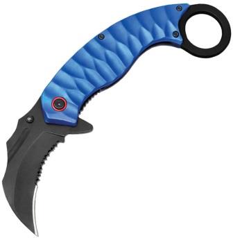 ElitEdge Spring Assisted Opening Karambit Linerlock Pocket Knife Blue - EE10A130BL