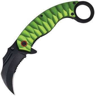 ElitEdge Spring Assisted Opening Karambit Linerlock Pocket Knife Green - EE10A130GN