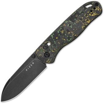 KI3619A6 Kizer Drop Bear Clutch Lock Pocket Knife Carbon Fiber