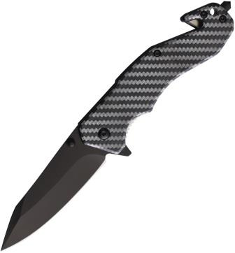 STT270195 S-TEC Linerlock Pocket Knife Spring Assisted Opening Carbon Fiber Pattern