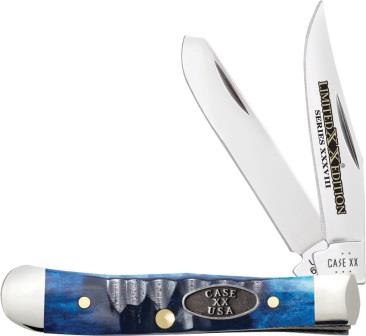 Case Cutlery Ocean Blue Bone Gator Jig Trapper Pocket Knife - CA53984